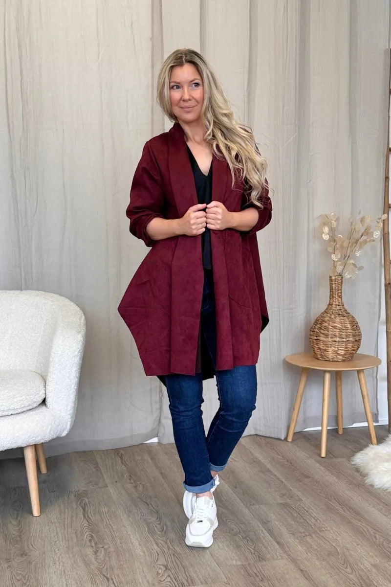 CARDIGAN | FAUX RUSKINN wine