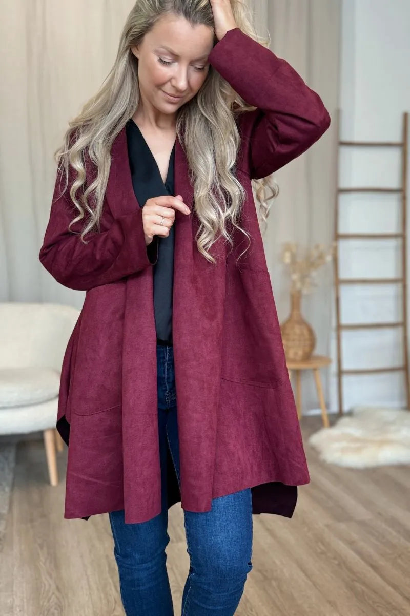 CARDIGAN | FAUX RUSKINN wine