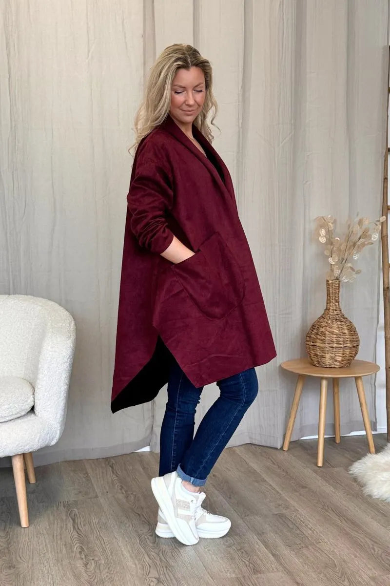 CARDIGAN | FAUX RUSKINN wine