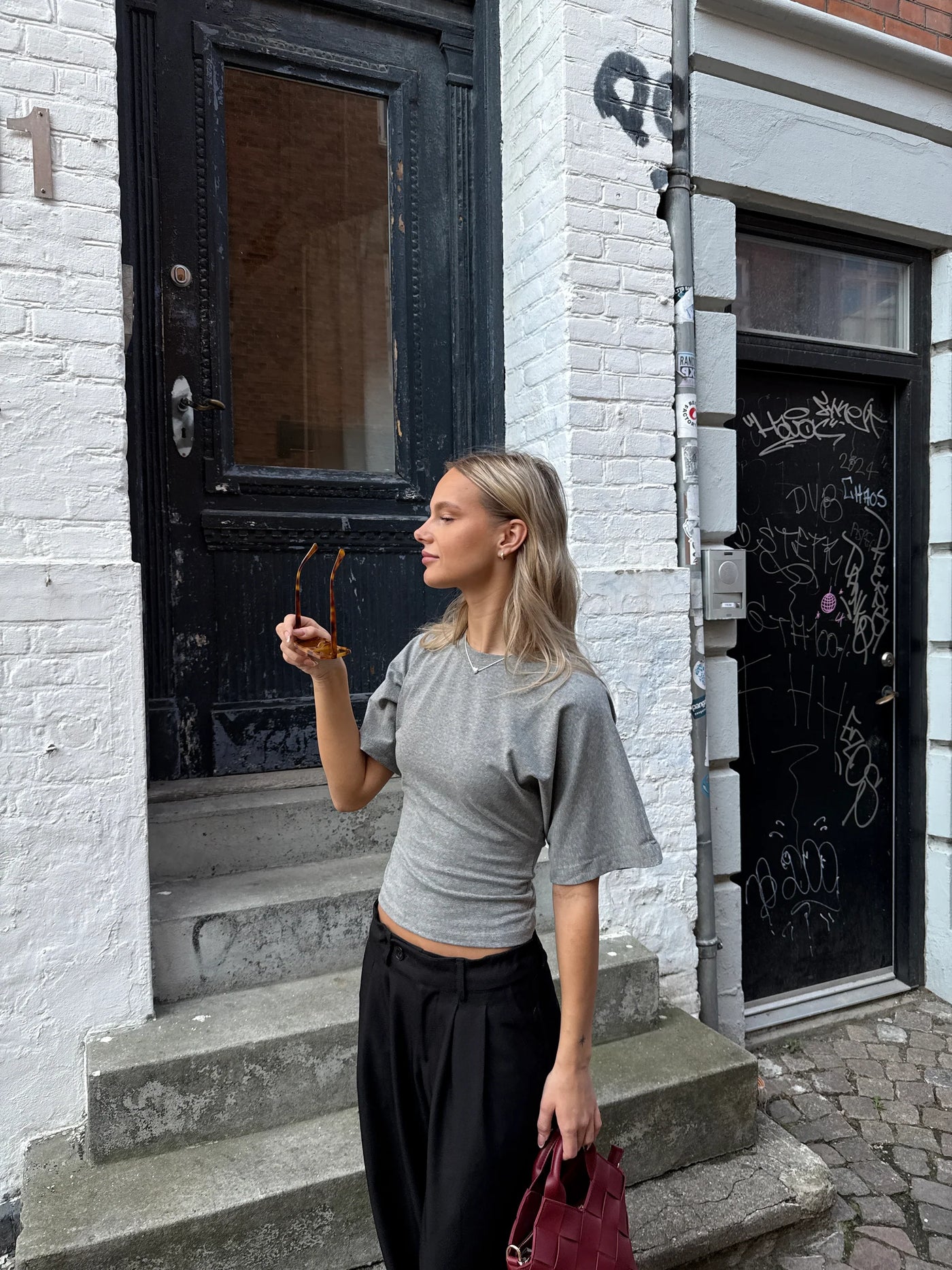 KLARA TOP | WAISTED grey melange