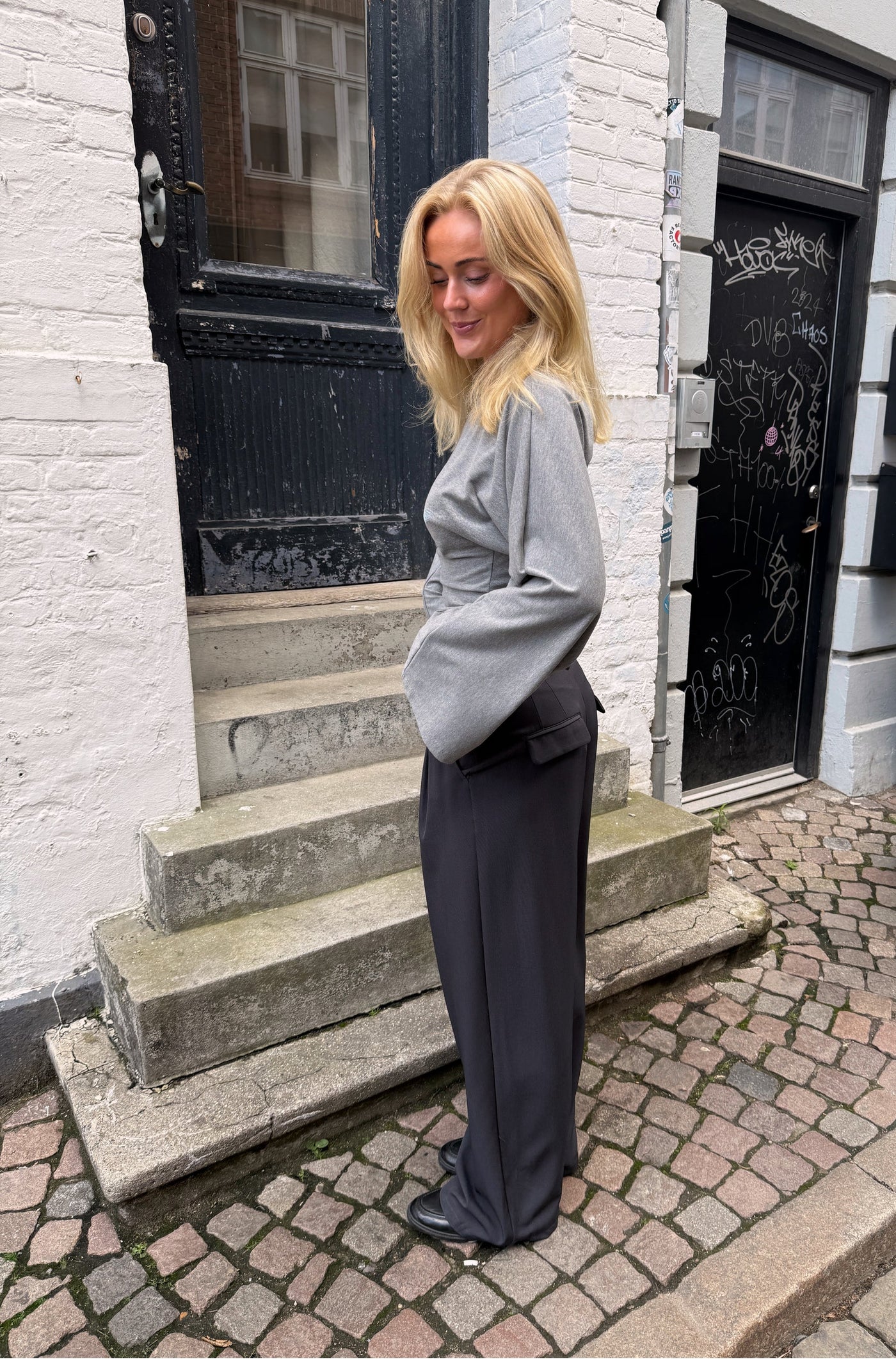 KLARA TOP LS | WAISTED grey