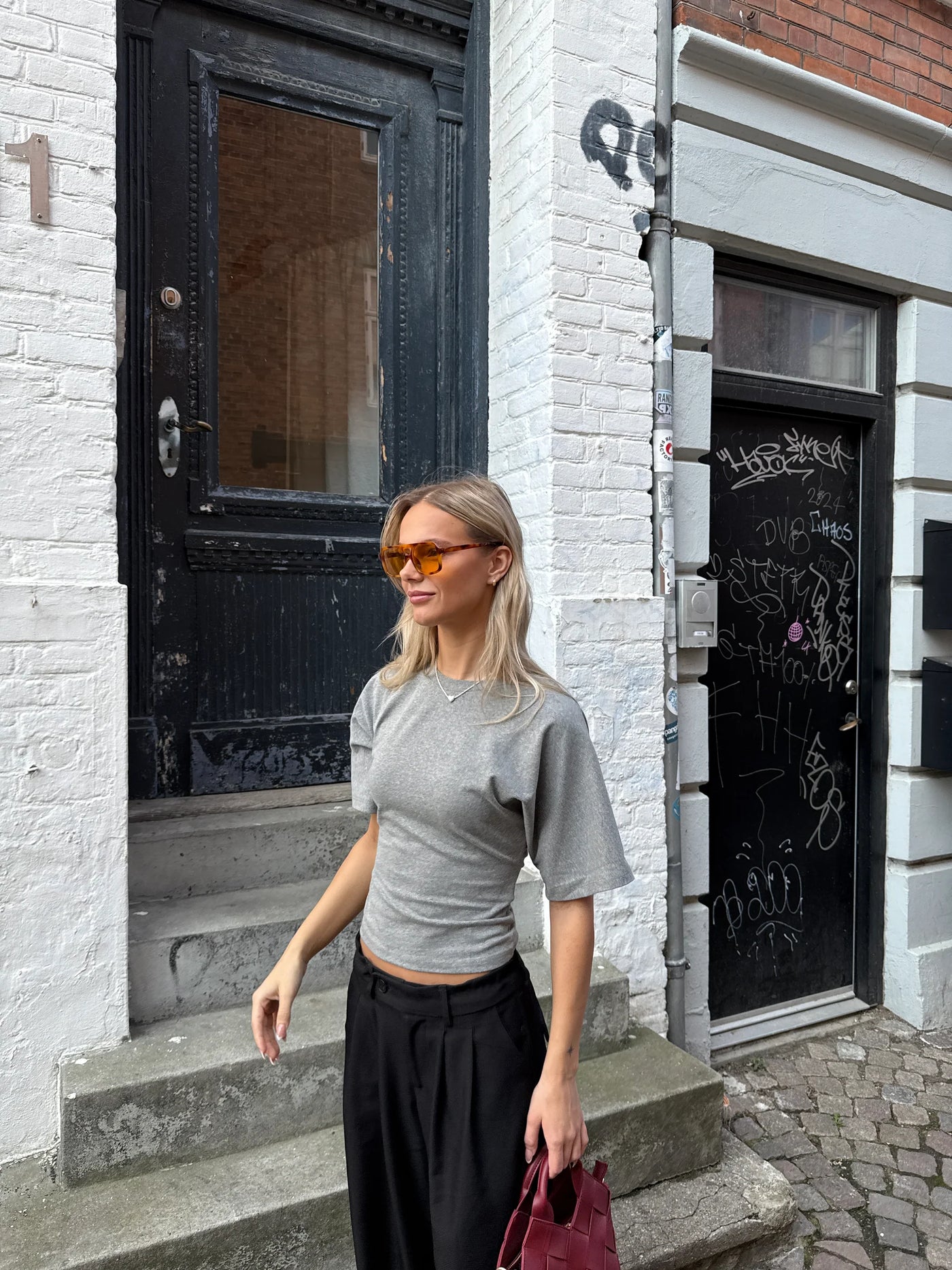 KLARA TOP | WAISTED grey melange