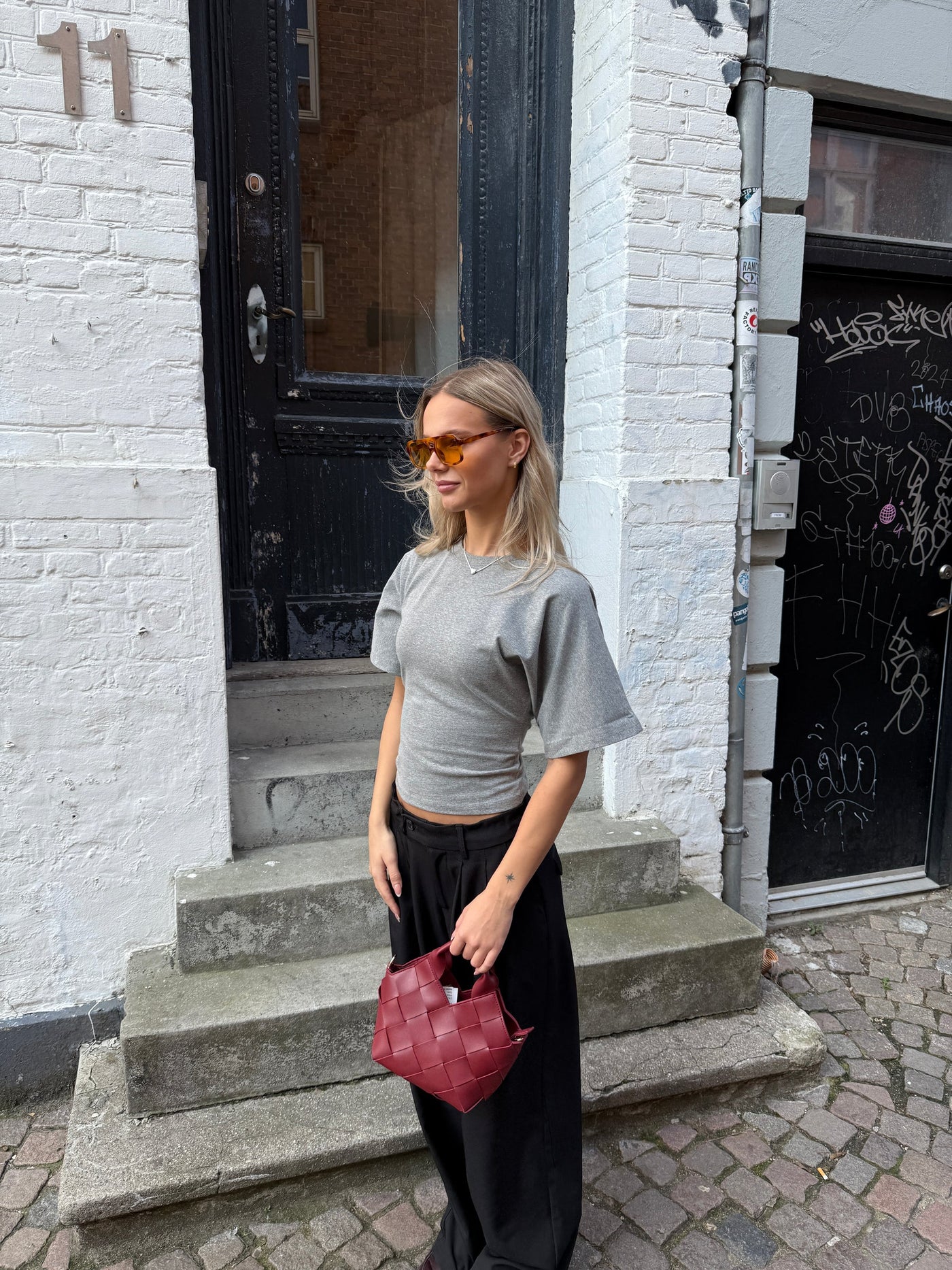 KLARA TOP | WAISTED grey melange