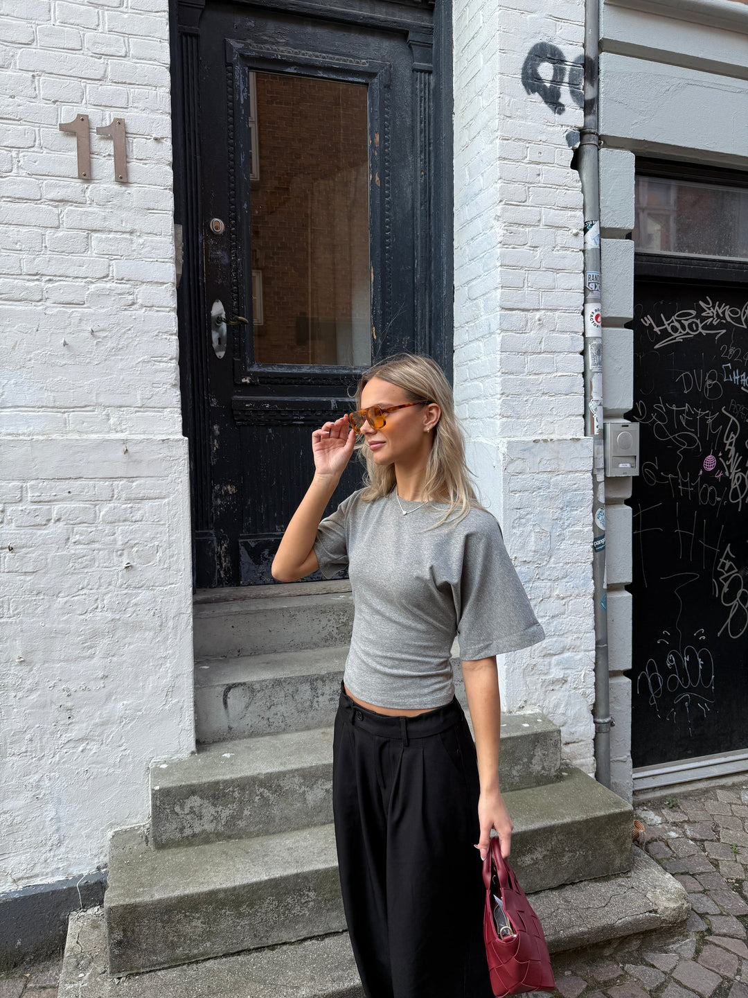 KLARA TOP | WAISTED grey melange