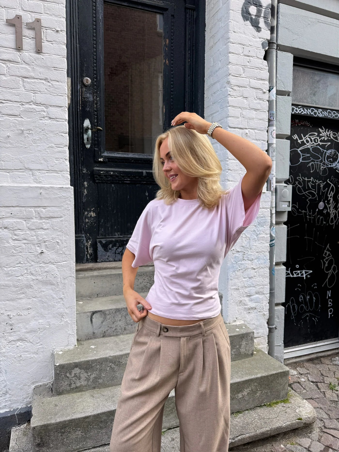 KLARA TOP | WAISTED baby pink