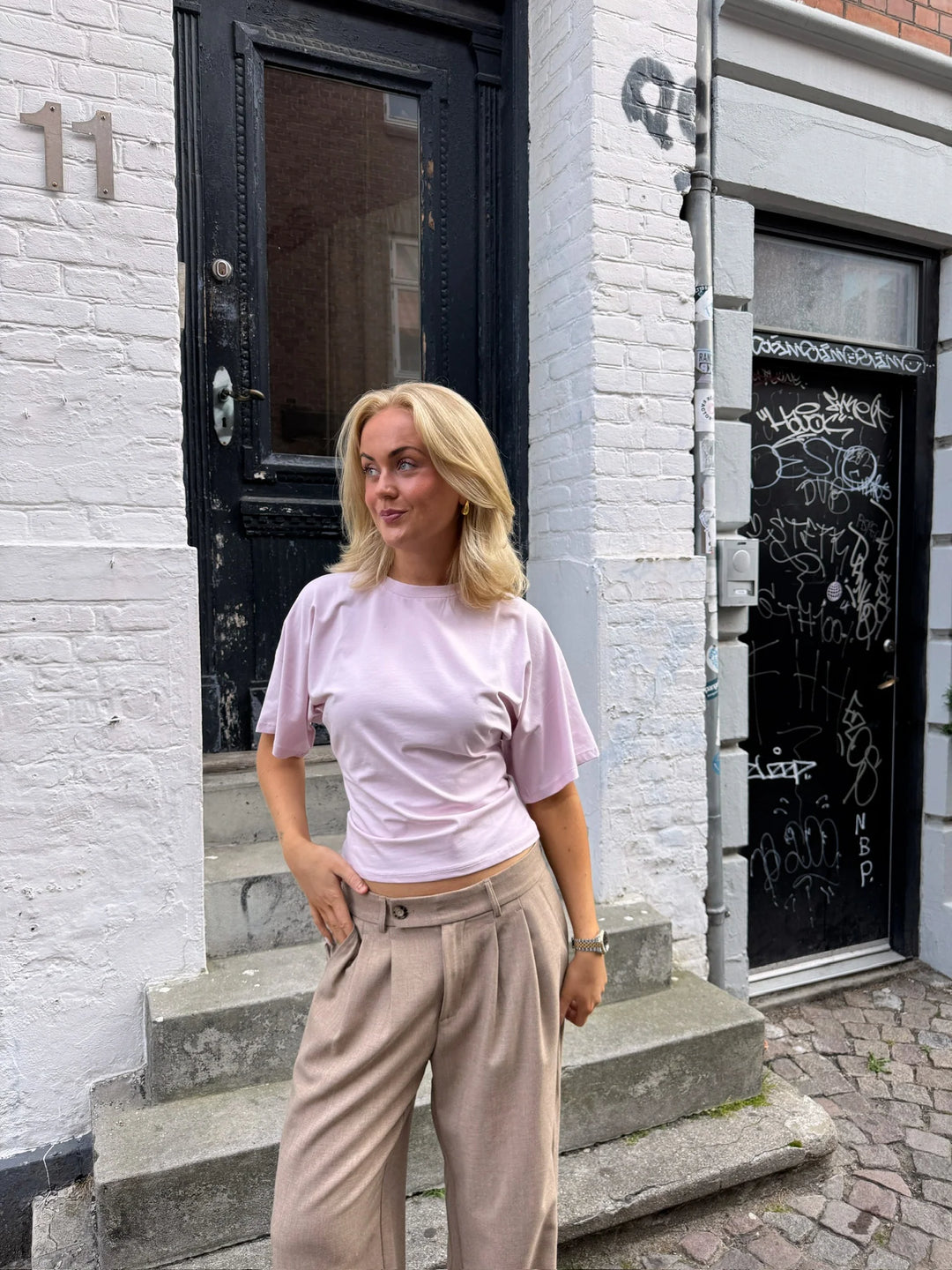 KLARA TOP | WAISTED baby pink