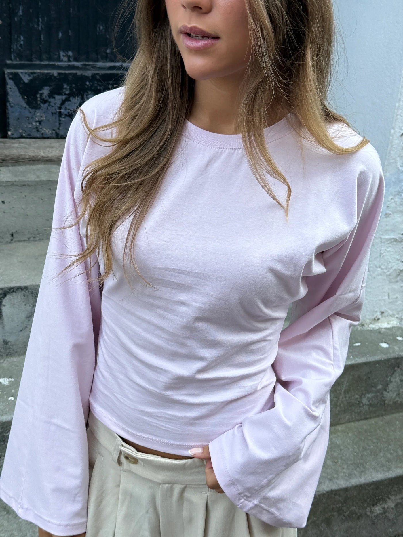 KLARA TOP LS | WAISTED baby pink
