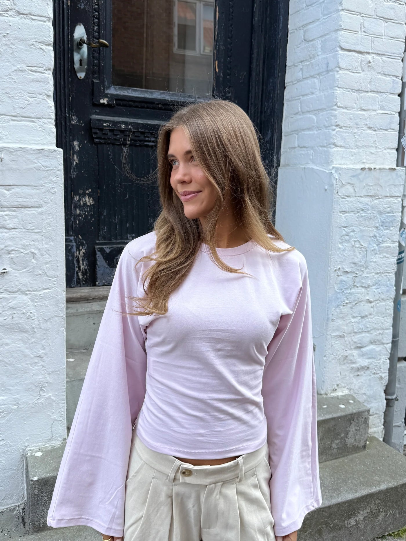 KLARA TOP LS | WAISTED baby pink