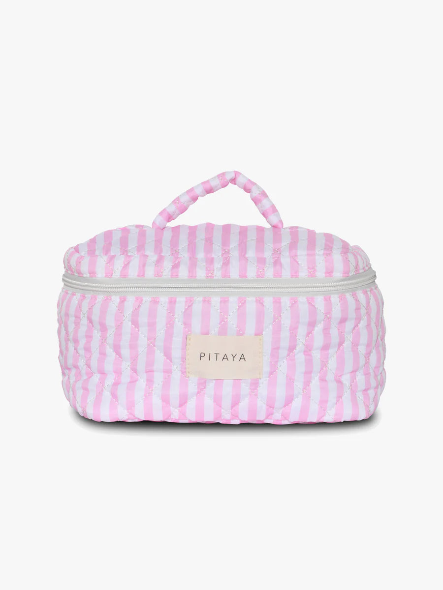 LARGE MAKEUP BAG | PINK STRIPES